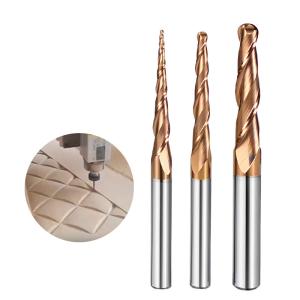 China YingBa Hot Selling HRC55 Taper Ball Nose End Mill Carbide Coated Two Flutes Milling Cutter for CNC Carving Bit Tools on sale