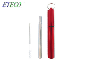 Buy Collapsible Telescopic Stainless Steel Straws Metal Capsule Shell Silicone Tips at wholesale prices