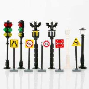 MOC city street construction assembly road light building blocks compatible with