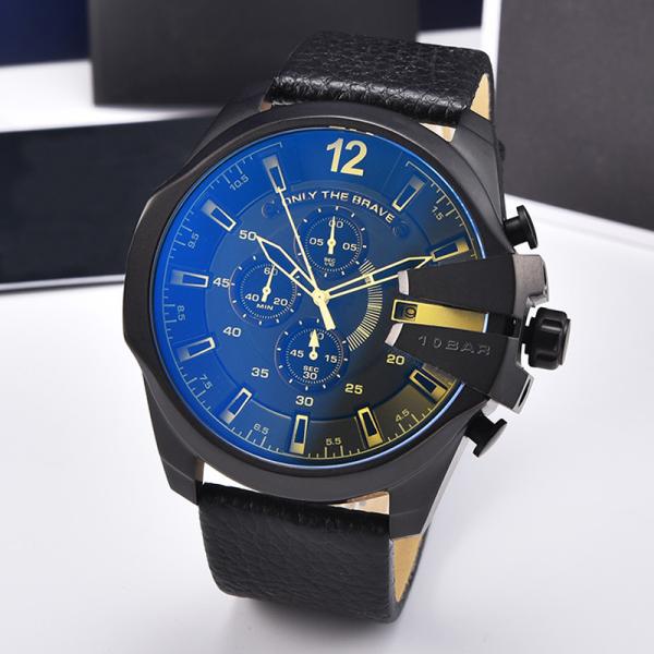 Quartz Movement Large Dial Mens Wrist Watches Stainless Steel Case