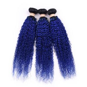 #T1B/Blue Kinky Curly Remy Human Hair Bundles Sew In Weave Bundles Brazilian Bundle Deals
