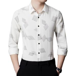2022 100% cotton summer long sleeve shirt fashion solid design for men Pattern
