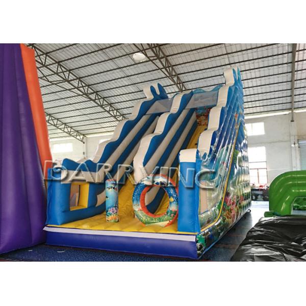 Seaworld Giant Commercial Inflatable Slide With Inflatable Bounce House Hand Printing