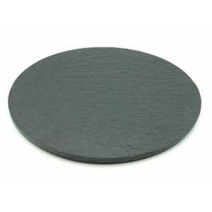 Black Round Slate Placemats Diameter 22cm Natural Surface Eco Friendly
