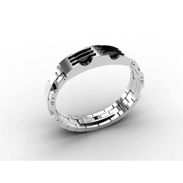 Top Quality Europe Fashion Stainless Steel Genuine Leather Silicone Bangle