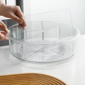 2 Dividers PET Plastic Lazy Susan Organizer Turntable Kitchen Organizer