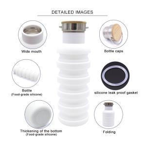 230g 550ML Collapsible Silicone Water Bottle With Wooden Lid