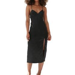 Backless Satin Slip Dress Trendy Split Hem Strap Detail Custom Sexy Party Dress for Women