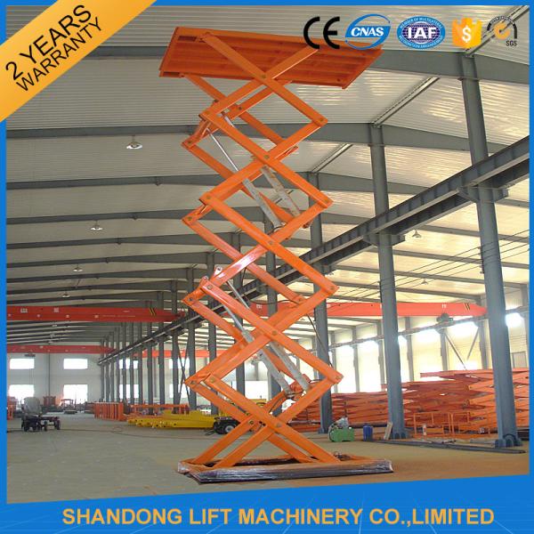 Warehouse or Home Stationary Hydraulic Scissor Lift Cargo Scissor Lift , Orange