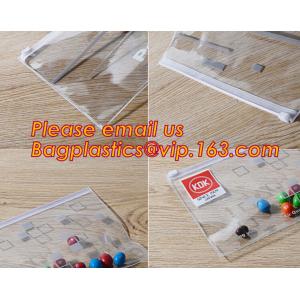 Custom pvc slider bag for cosmetics, Custom pvc slider bag for stationery, A4