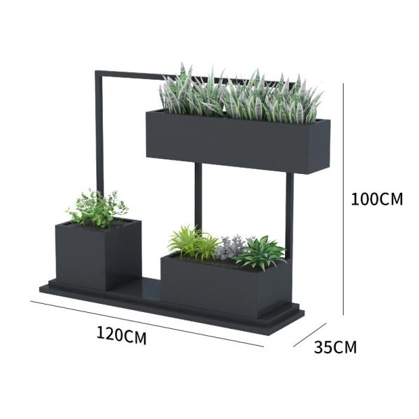 Outdoor 3 tier black stackable tiered metal planter tower box