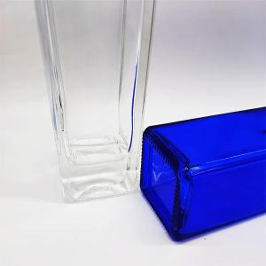 280ml Capacity Gradual Change Blue Square Glass Wine Bottle with Alumina Screw