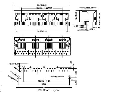 4 Port RJ45 8P8C Female Jack 90 Degree Insert Plant With Shielded