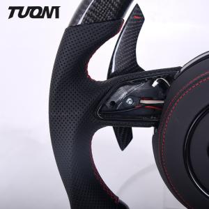 Perforated Leather Audi Carbon Fiber Steering Wheel Flat Bottom