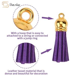 Suede Leather Metal Accessories Tassel Fringe Pendants With Caps