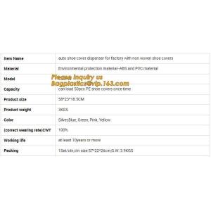 Disposable auto shoes cover dispenser for factory with non woven shoes cover,