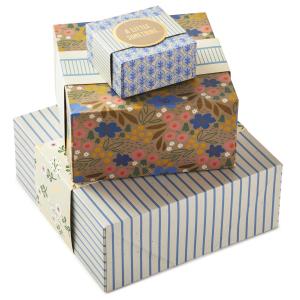 4 Gray Geometric 2 Pack Gift Boxes With Gold Bands