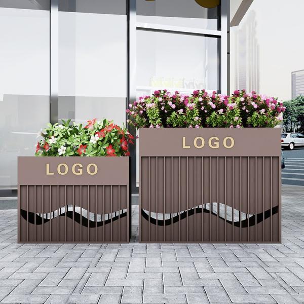 Outdoor large rectangle hollow out metal steel planter box