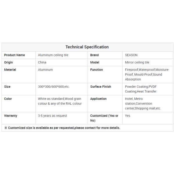 Good Reflection Metal Ceiling Tiles 0.9mm Square Beveled Edge