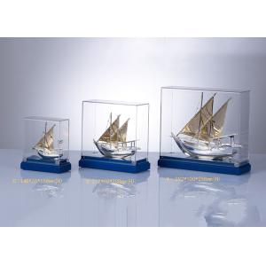 Quality Wooden Base Arab Cultural Souvenirs / Fish Boat Model With Custom Flag for sale