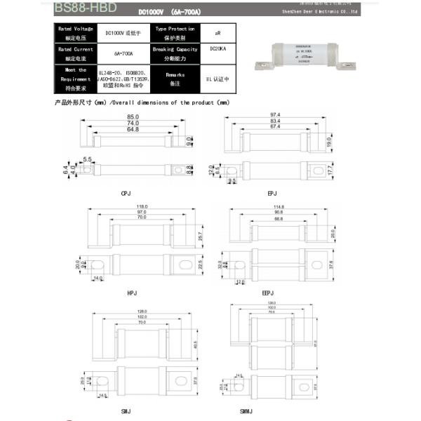 Charging Pile Automotive Blade Fuses Bs88 100a Mini Flat EV Series