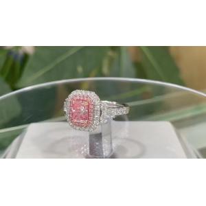 18K White Gold Classic Solitaire Custom Made Jewelry Fantastic Fancy Pink