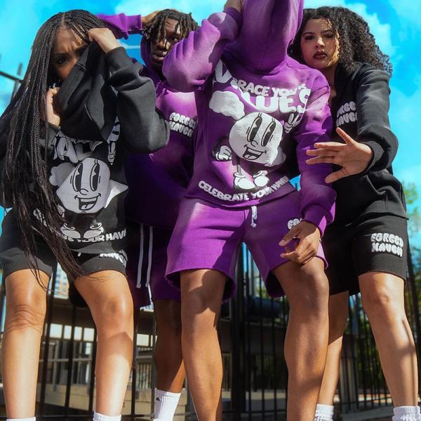 Custom Acid Washed Vintage Puff Print Joggers Streetwear Cropped Hoodie Sun Faded Sweatsuit Men Tracksuit Hoodie and Shorts Set