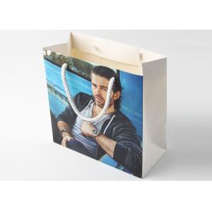 Kraft Paper Coloured Paper Bags With Glossy Lamination , White Personalised