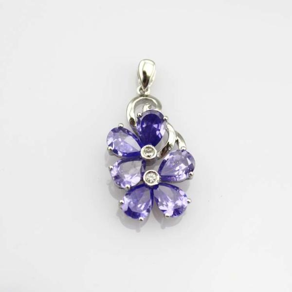 18K Gold Plated Sterling Silver Jewelry Yellow Cubic Zircon Flower Pendant ( P39)