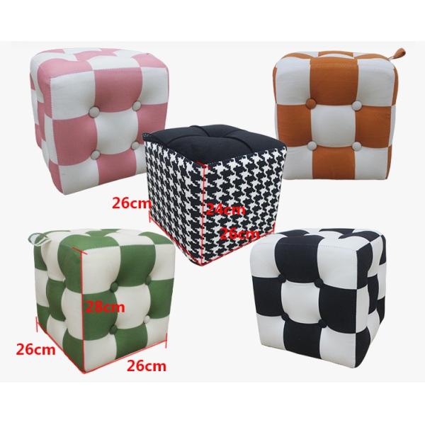 Colorful Lattice Fabric Sponge Minor Chair Household Commercial PU Small Stool