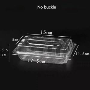 China PET Rectangular / Square Transparent Hinge Clam Vacuum Formed Cake Roll Sushi Fruit Takeaway Transparent Box With Lid on sale