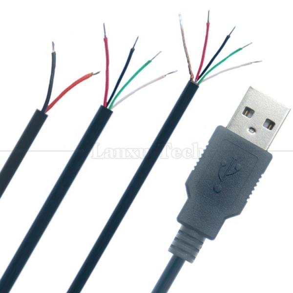 Buy Custom USB 2.0 Type A Male To Stripped Tinned  2 3 4 Wires Open End Pigtail Data Charging Cable at wholesale prices