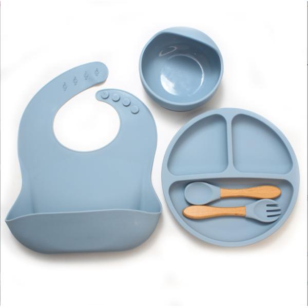 Food Grade Silicone Bowl and Spoon Set for Baby Feeding No Design Style Easy to Clean