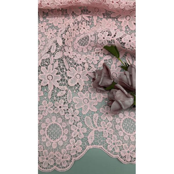 100% Cotton Embrroidered Fabric Hollow-up Floral For AW Season For Wedding Dress Party