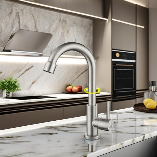 CLASSIC Style Kitchen Faucet Deck Mounted with 360 Degree Rotation and Stainless Steel