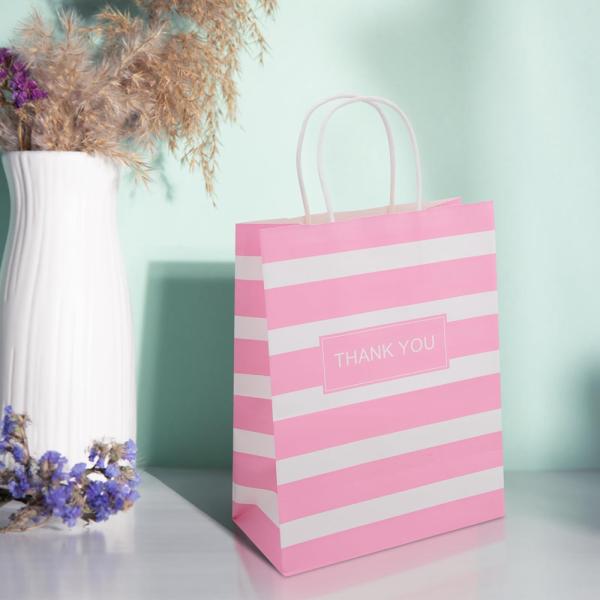 Custom Color Accepted Promotion Kraft Paper Thank You Bag for Wedding Party Store