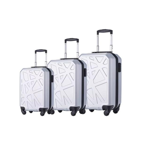4 Spinner Wheels Silver Bird Nest Design Hard Shell Trolley Suitcase Set with