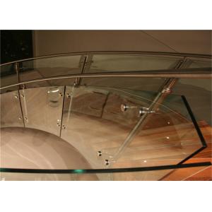 DIY Installation Building Curved Stairs With Tempered Glass Railing , Marble