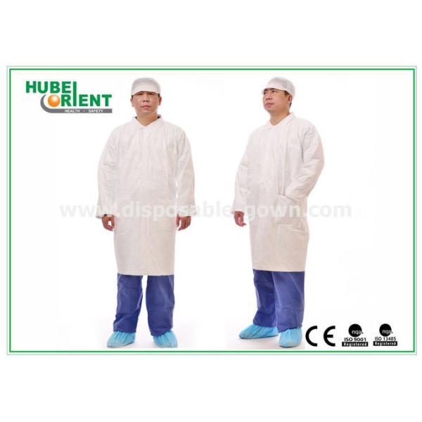 Buy CE Breathable Tyvek Disposable Lab Coats With Elastic Wrist at wholesale prices