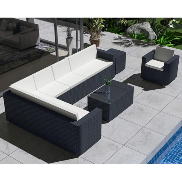 5 Seater Grey Rattan Corner Sofa Garden Sectional Patio Wicker Rattan Sofa Modern