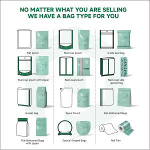 Custom Flat Bottom Bags Tin Tie Packing Custom Compostable Biodegradable Bean