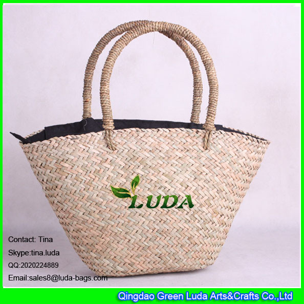 Buy LUDA zipper beach bag natural seagrass straw basket handbags at wholesale prices