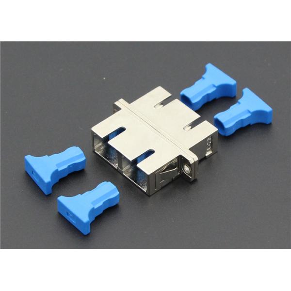 SM SC UPC Duplex Metal Fiber Optic Adapter With Flange 0.2dB Low Insertion Loss