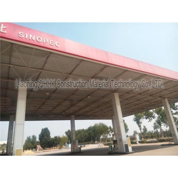 prefabricated space frame steel structure petrol station construction