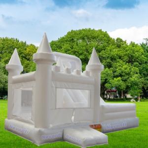 Quality 2024 Latest Models Custom Logo Printed White Commercial Grade Bounce House with Slide for sale