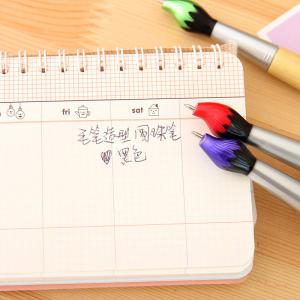 Office School Chinese Calligraphy Brush Shape Mental Wood Blue Ink Ballpoint Pen