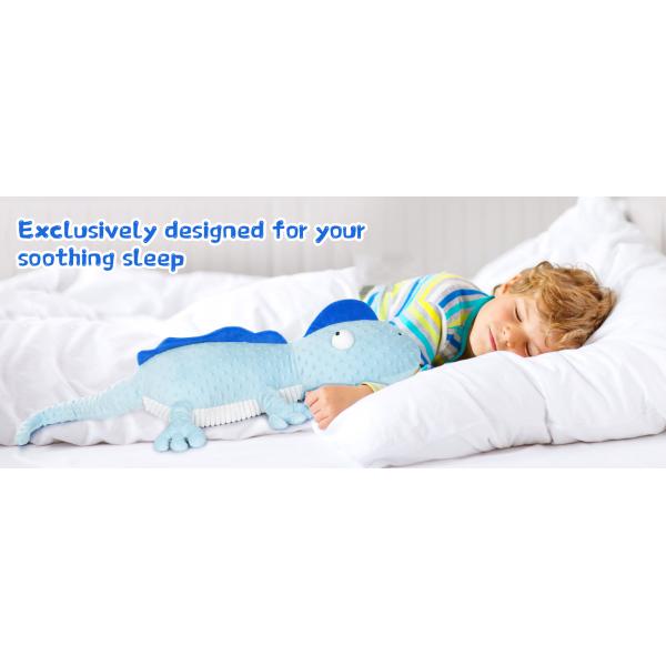 24 Lbs Weighted Blue Minky Pillow Kids Adults Lizard Body Pillow Big Geckos Plush Stuffed Animal Anxiety Toys Boys Girls