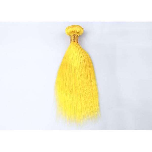 Customized Yellow Silk Straight 100% Human Hair Extensions Long Lasting Cuticle Aligned