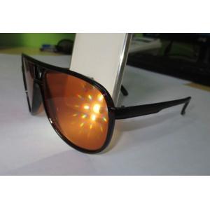 Amber Plastic Diffraction Glasses Aviator Style With Spiral Effect