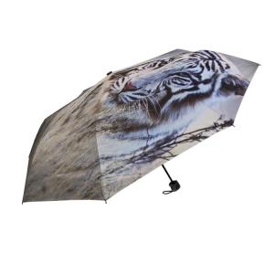 Digital Printing Manual Open Silver Coated 3 Folding Umbrella